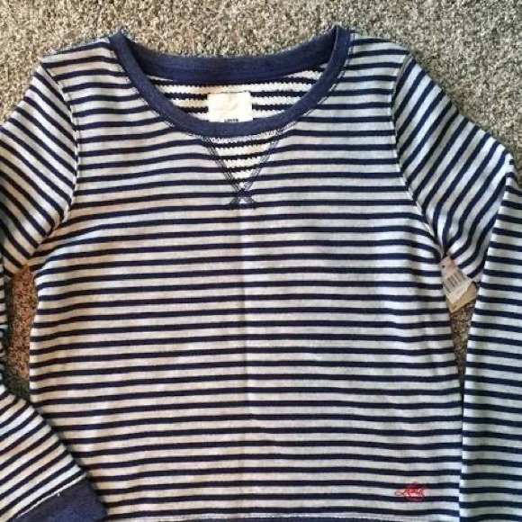 Levi’s Blue & White Striped Crewneck Pullover Sweatshirt Sz XS - Picture 4 of 5